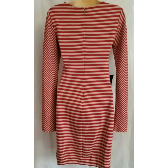 NWT Womens Bebe Sexy Red Assyemetrical Striped Pattern Stretch Dress Size Small - Picture 4 of 12